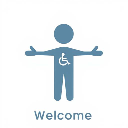 Ic√¥ne repr√©sentant l'accessibilit√©, avec une personne stylis√©e avec les bras ouverts.